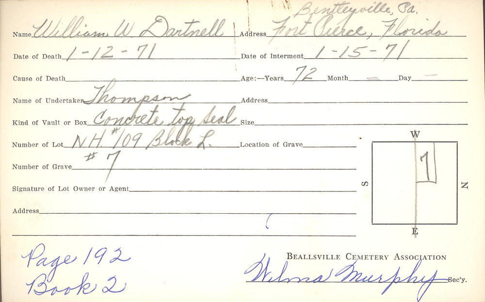 burial card
